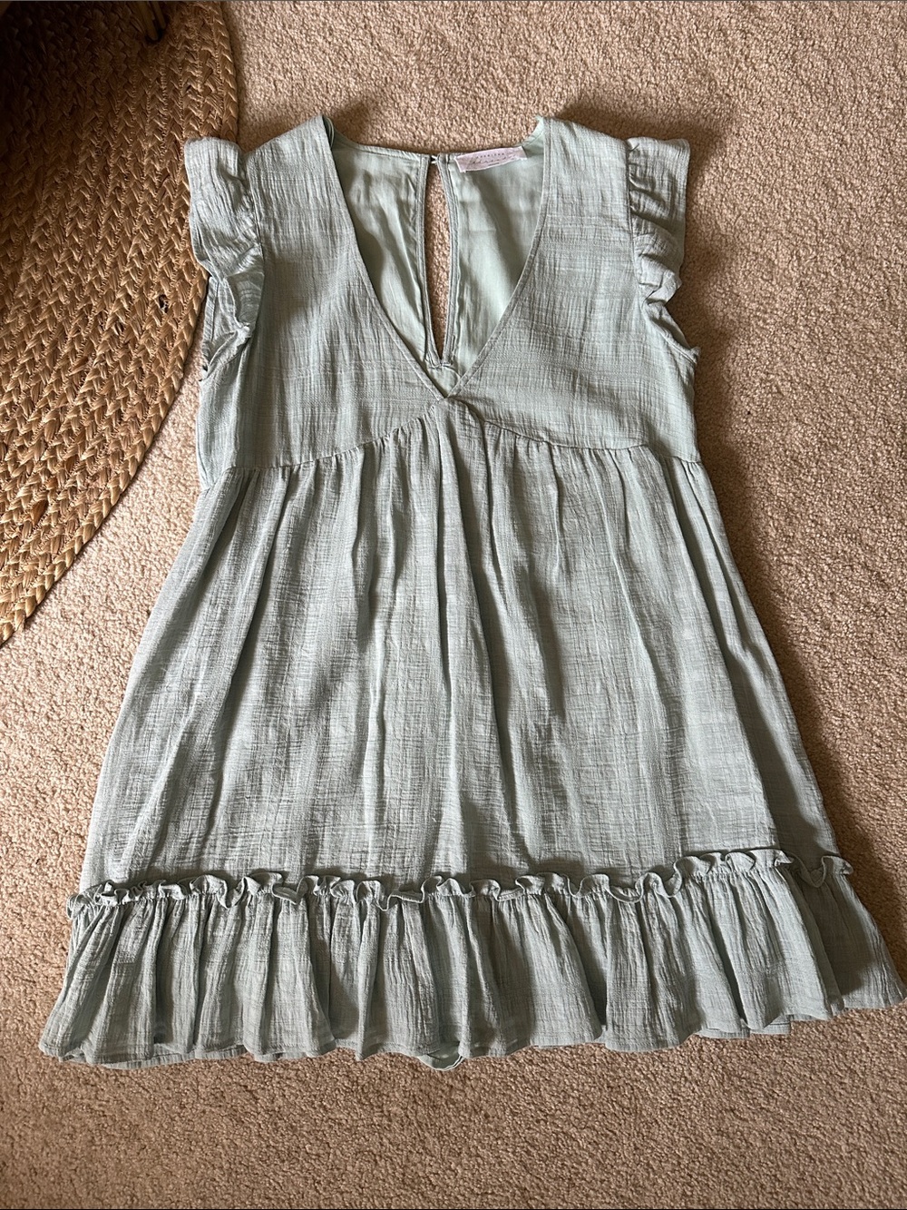 Ruffle Flutter-Sleeve Dress/Romper